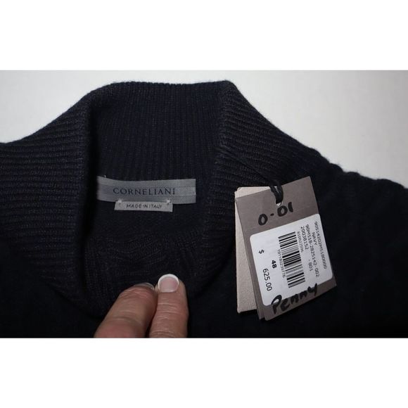 Corneliani 90514202M5 Men Sz 48 US M Navy Cable Knit Cashmere Blend Sweater $625 - Picture 9 of 9